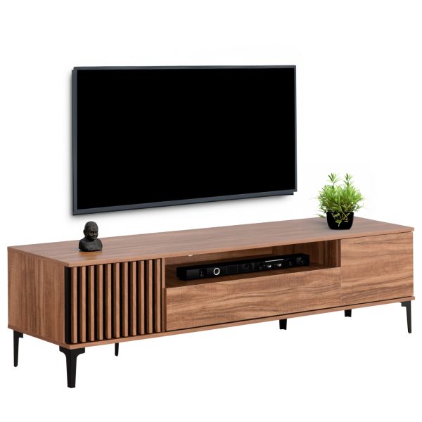 ΕΠΙΠΛΟ ΤΗΛΕΟΡΑΣΗΣ ΣΕΙΡΑ HARRY HM18008.01 ΜΕΛΑΜΙΝΗ ΦΥΣΙΚΟ ΞΥΛΟΥ-ΜΑΥΡΟ 200x40x47,5Υεκ. - HM18008.01