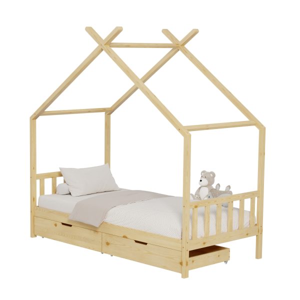 ΚΡΕΒΑΤΙ ΠΑΙΔΙΚΟ KLARICE HM680.01 τ.MONTESSORI-2 ΣΥΡΤΑΡΙΑ-ΞΥΛΟ ΠΕΥΚΟ ΦΥΣΙΚΟ-190x90εκ - HM680.01