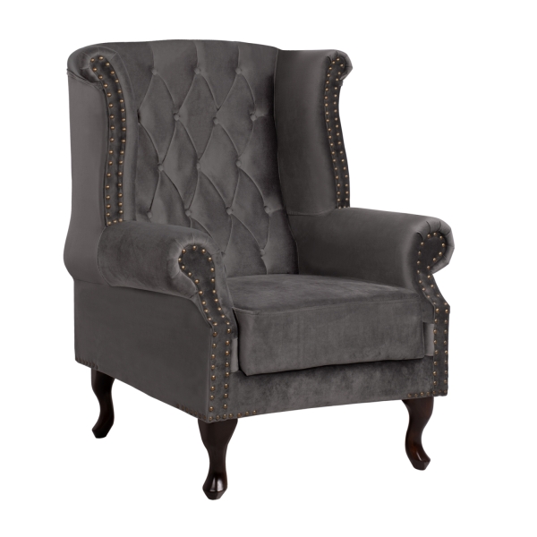 ΠΟΛΥΘΡΟΝΑ-ΜΠΕΡΖΕΡΑ ΓΚΡΙ ΒΕΛΟΥΔΟ T.CHESTERFIELD POLINA 83x75x107Yεκ.HM0053.10 - HM0053.10