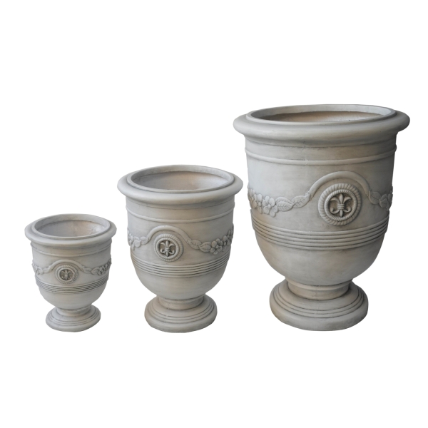 ΣΕΤ 3ΤΜΧ ΓΛΑΣΤΡΕΣ ΜΕ ΑΝΑΓΛΥΦΟ GARDENER HM4729 FIBERCLAY-ΣΕ ΥΠΟΛΕΥΚΟ Φ57.5x72.5Υεκ - HM4729