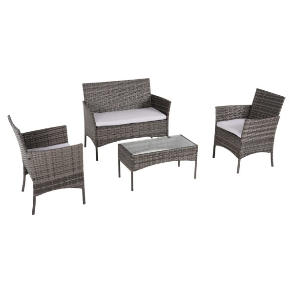 ΣΕΤ ΣΑΛΟΝΙ 4ΤΜΧ STASIA HM6089.02 ΣΥΝΘ.RATTAN ΓΚΡΙ-ΜΠΕΖ ΜΑΞΙΛΑΡΙΑ - HM6089.02