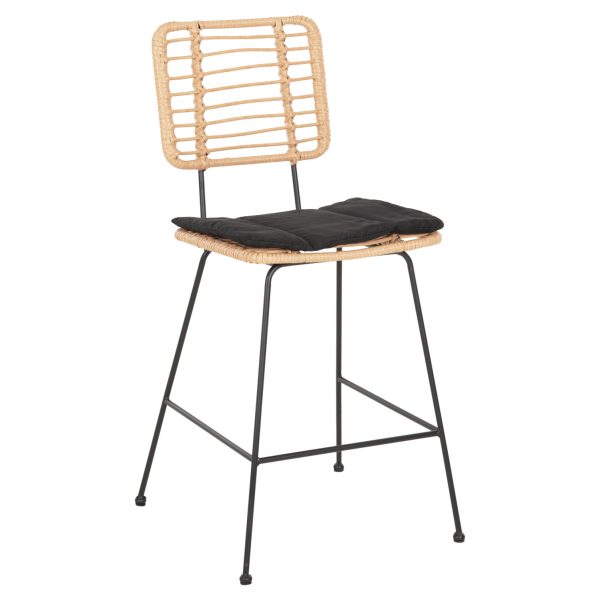 ΣΚΑΜΠΟ ΜΕΣ.ΥΨΟΥΣ ALLEGRA HM5644.11 ΜΕΤΑΛΛΟ&ΜΑΞΙΛΑΡΙ ΜΑΥΡΟ-WICKER ΜΠΕΖ 53x56x107Υεκ. - HM5644.11