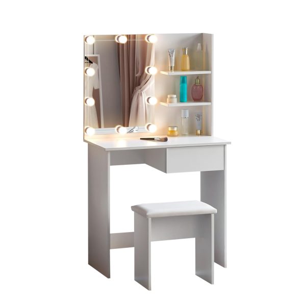 ΤΟΥΑΛΕΤΑ ΜΕ ΦΩΤΙΣΜΟ LED & ΡΑΦΙΑ LAURYN HM2501.03 ΜΕΛΑΜΙΝΗ ΣΕ ΛΕΥΚΟ 75x40x134.5Υεκ - HM2501.03