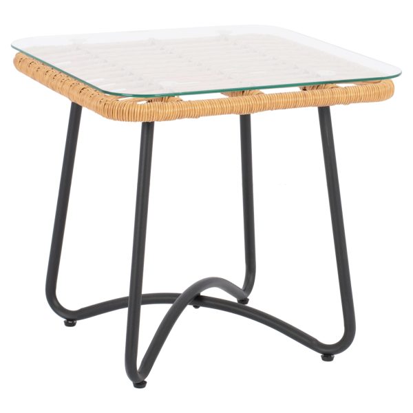 ΤΡΑΠΕΖΙ ΜΕΤΑΛΛΙΚΟ GERRY HM5717 ΜΕ WICKER ΜΠΕΖ 50x50x48,5 εκ. - HM5717