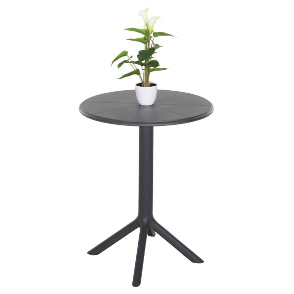 ΤΡΑΠΕΖΙ ΠΟΛΥΠΡΟΠΥΛΕΝΙΟΥ ΣΤΡΟΓΓΥΛΟ TERRIN HM6124.20 ΓΚΡΙ Φ61x77Υεκ. - HM6124.20