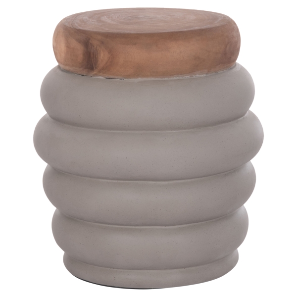 ΤΡΑΠΕΖΙ ΒΟΗΘΗΤΙΚΟ PUFFAT HM18172.03 FIBER CEMENT ΓΚΡΙ- ΞΥΛΟ TEAK TOP Φ45x46Υεκ. - HM18172.03