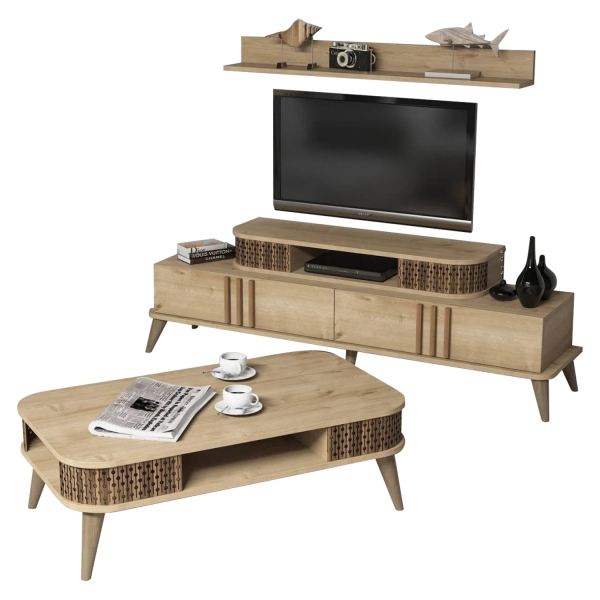 ΣΥΝΘΕΣΗ ΣΑΛΟΝΙΟΥ 2 ΤΜΧ ΦΥΣΙΚΟ OAK HM11848.01 - HM9515.01 HM9501.01