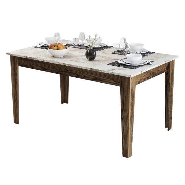 ΤΡΑΠΕΖΙ STANDARD HM9507.03 ΜΕΛΑΜΙΝΗ ΚΑΡΥΔΙ-ΛΕΥΚΟ ΜΑΡΜΑΡΟ ΜΕ ΑΠΟΘ.ΧΩΡΟ 145x88x75Yεκ. - HM9507.03