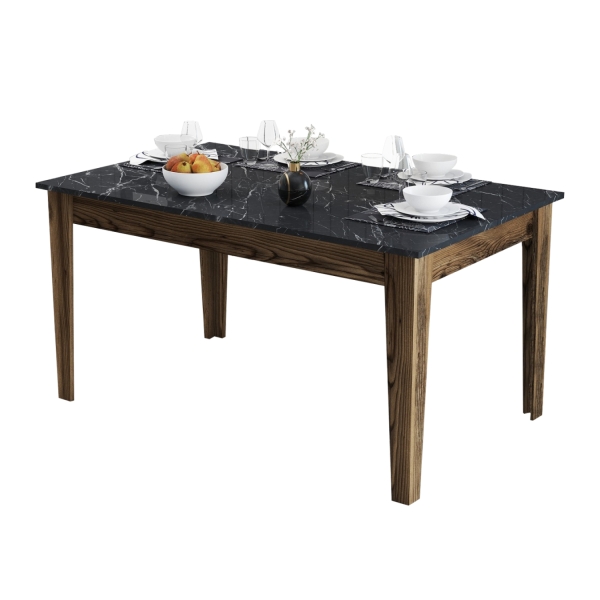 ΤΡΑΠΕΖΙ STANDARD HM9507.05 ΜΕΛΑΜΙΝΗ ΚΑΡΥΔΙ-ΜΑΥΡΟ ΜΑΡΜΑΡΟ ΜΕ ΑΠΟΘ.ΧΩΡΟ 145x88x75Yεκ. - HM9507.05