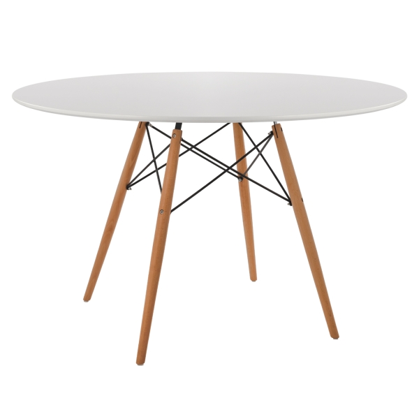 ΤΡΑΠΕΖΙ MINIMAL ΣΤΡΟΓΓΥΛΟ HM8454.01 MDF ΣΕ ΛΕΥΚΟ-ΠΟΔΙΑ ΟΞΙΑΣ ΣΕ ΦΥΣΙΚΟ Φ120Χ75Υεκ. - HM8454.01