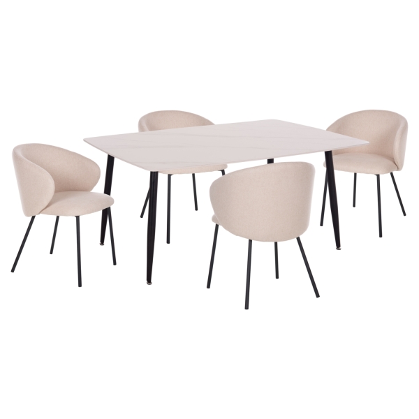 ΣΕΤ ΤΡΑΠΕΖΑΡΙΑΣ 5ΤΜΧ RAVEN HM21069.01 ΚΕΡΑΜΙΚΟ TOP ΛΕΥΚΟ ΜΑΡΜΑΡΟ & 4 ΚΑΡΕΚΛΕΣ - HM21069.01