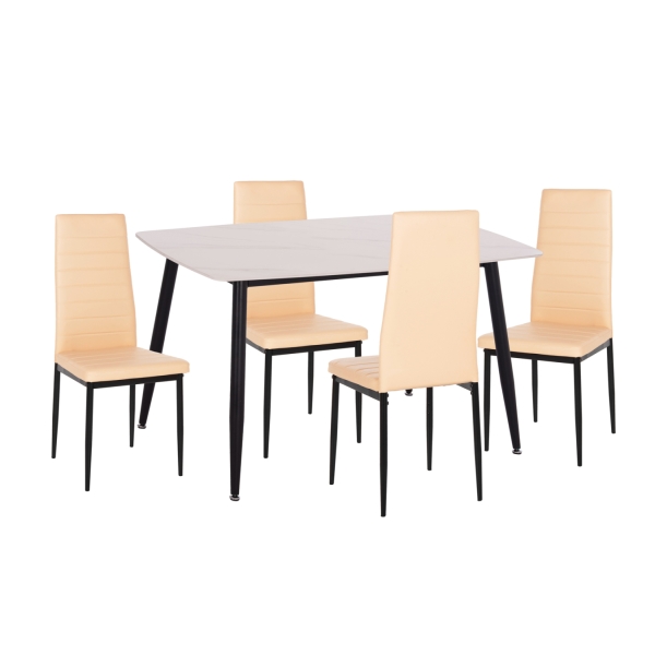 ΣΕΤ ΤΡΑΠΕΖΑΡΙΑΣ 5ΤΜΧ RAVEN HM21266.01 ΚΕΡΑΜΙΚΟ TOP ΛΕΥΚΟ ΜΑΡΜΑΡΟ--ΚΡΕΜ PU - HM21266.01