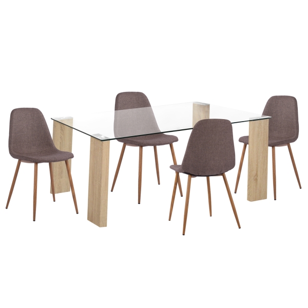 ΣΕΤ ΤΡΑΠΕΖΑΡΙΑΣ 5ΤΜΧ LEOMOR HM21270.02 ΤΡΑΠΕΖΙ & 4 ΚΑΡΕΚΛΕΣ - ΚΑΦΕ ΥΦΑΣΜΑ - HM21270.02
