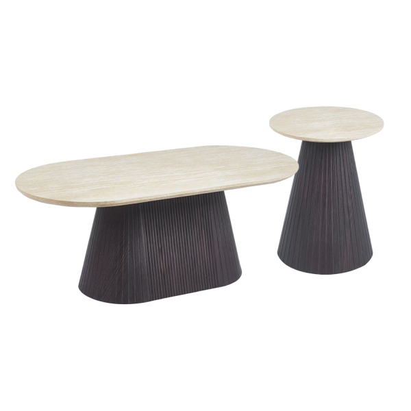 ΣΕΤ 2ΤΜΧ ΤΡΑΠΕΖΙΑ ΣΑΛΟΝΙΟΥ CATER HM21260 ΚΕΡΑΜΙΚΟ TOP ΟΨΗ ΤΡΑΒΕΡΤΙΝΑΣ-MDF ΒΑΣΗ ΚΑΦΕ - HM21260